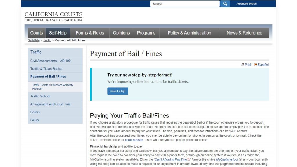 California DMV traffic fine portal, Texas traffic court payment site.gov, etc.