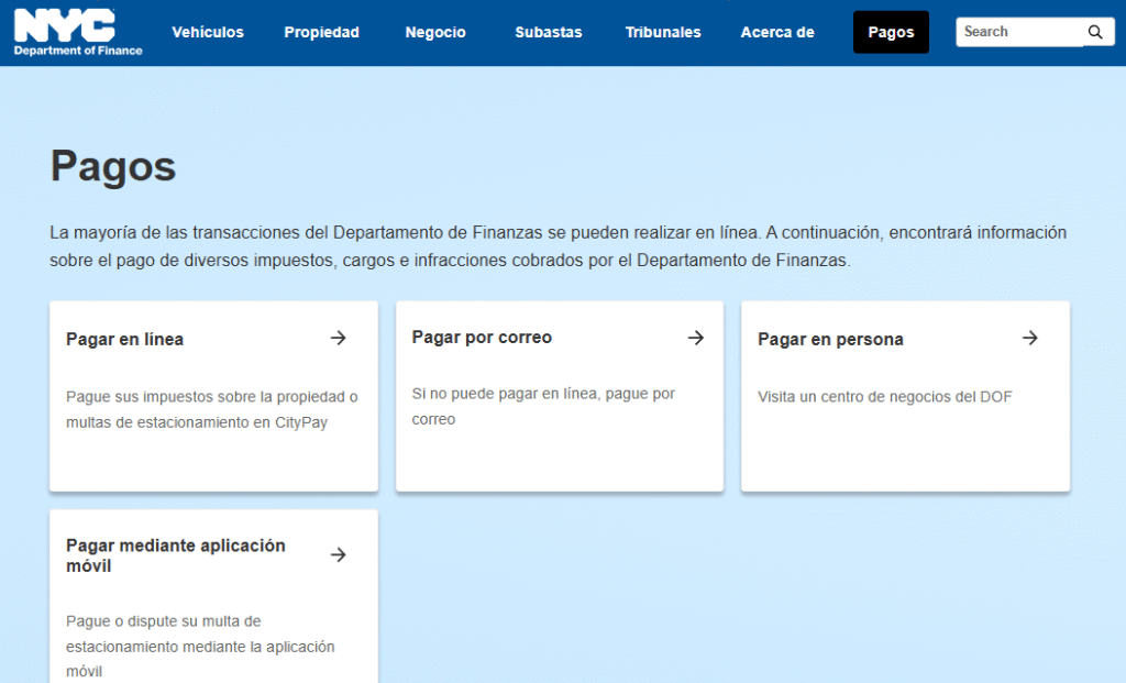 Nueva York – NYC Department of Finance