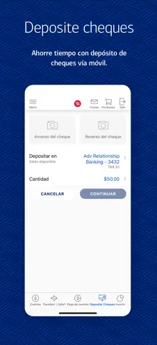 Deposita cheques en Bank of America