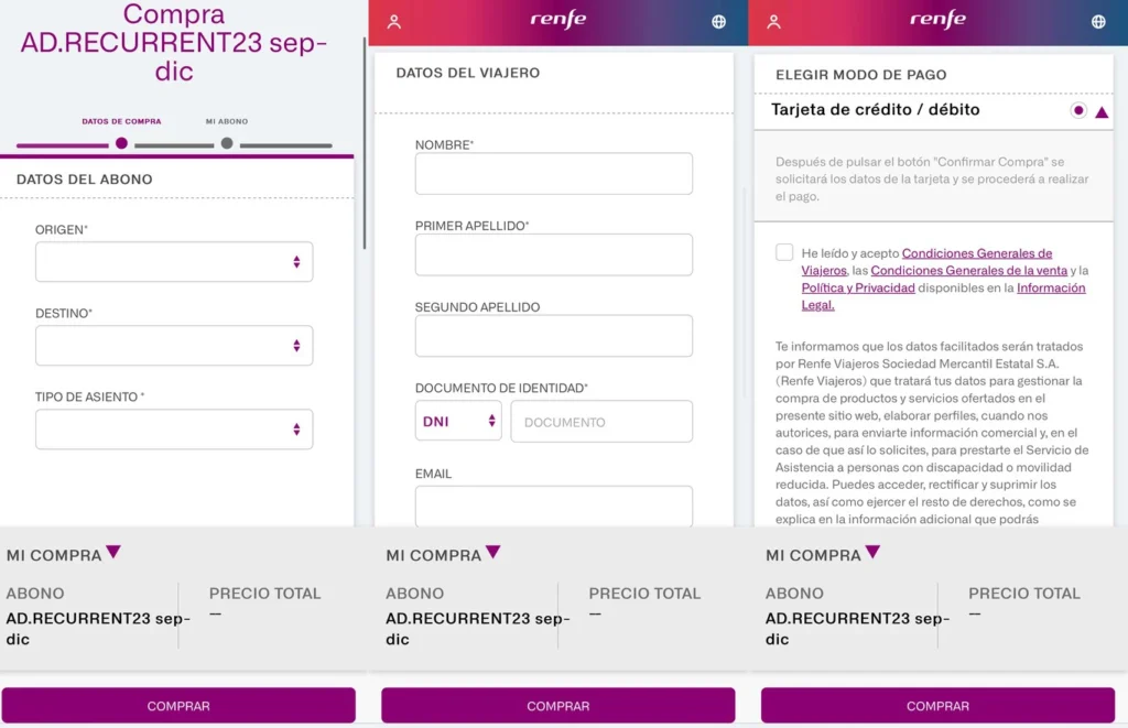 chat virtual o formulario web Renfe