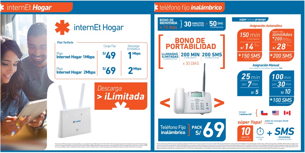 Entel Perú ofrecerá servicio de internet fijo para hogares