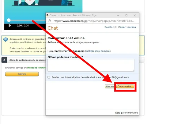 Chat online Amazon España