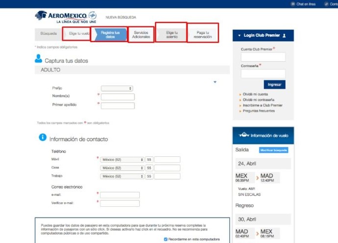 Confirmación del Check-In en Aeroméxico