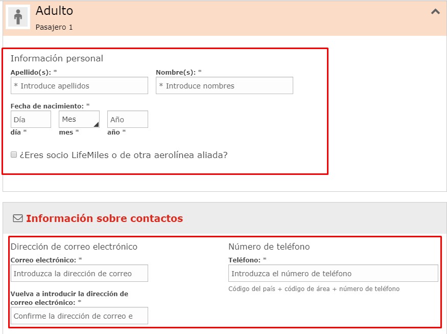 Llena los datos que pide el sistema como se muestra en la siguiente imagen y aceptas la condiciones y/o políticas. Avianca te ofrecerá servicios extra por comisiones adicionales. Si deseas dale a la opción de omitir y dale continuar.