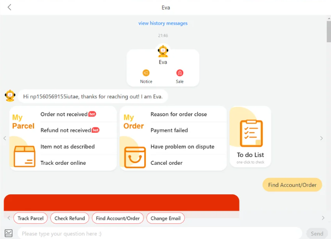 Chatea con el robot "Eva" en AliExpress