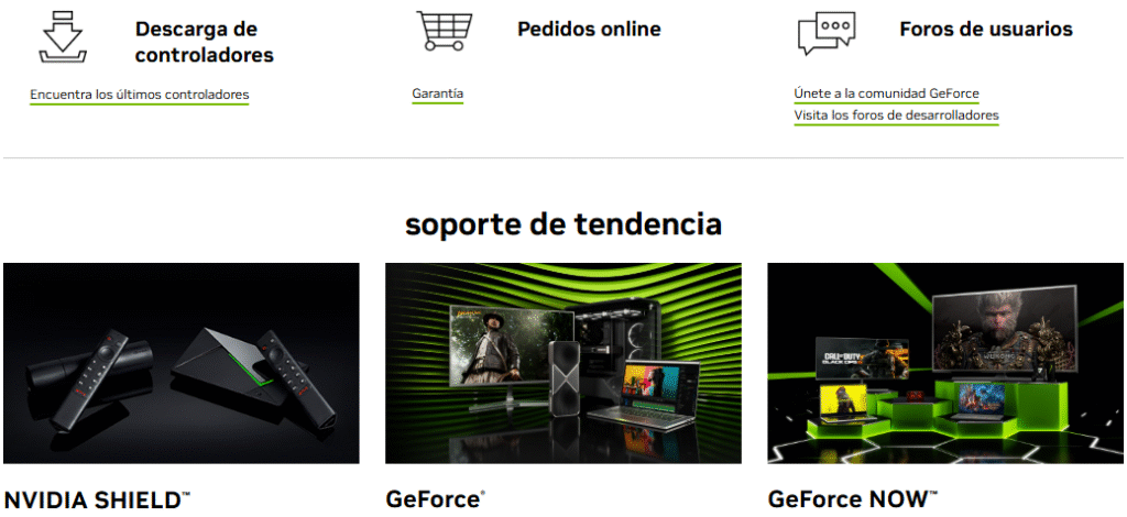 Soporte para consumidores NVIDIA