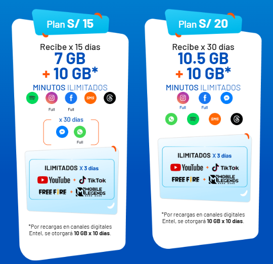 Tarifas de llamadas Entel Perú