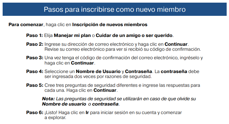 Formulario de login / registro para miembros en español