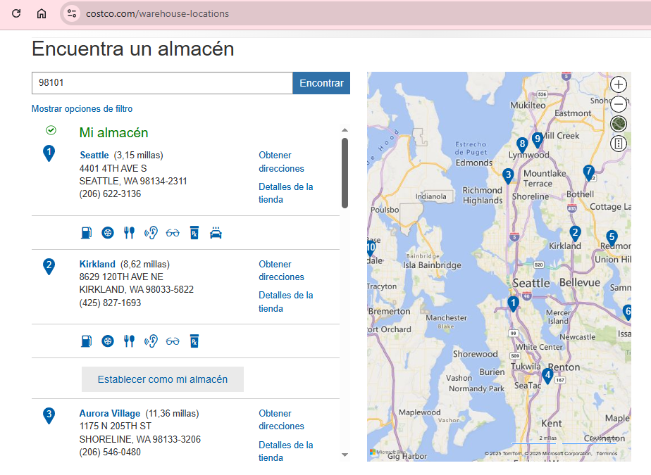 Tabla de horarios extraída del sitio web de cada país o desde Google Maps (Costco + ciudad).