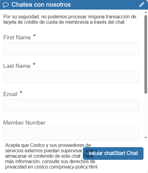 chat en vivo Costco