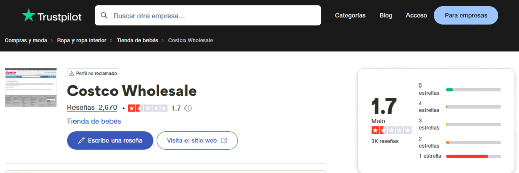 Costco Trustpilot reviews
