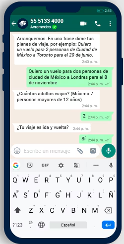 WhatsApp con Aeroméxico