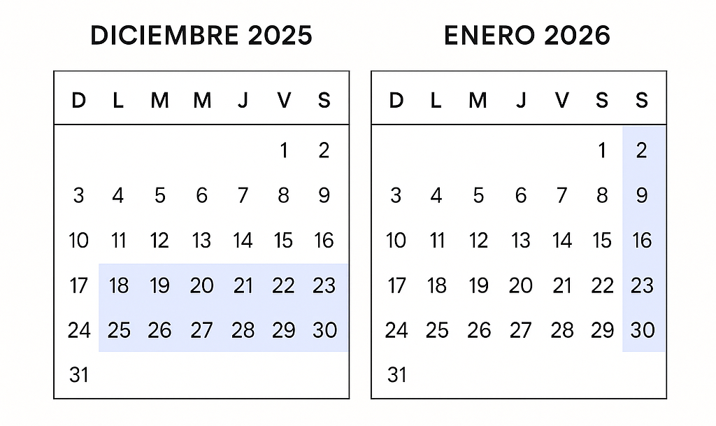 Calendario de vacaciones de invierno escolar 2025