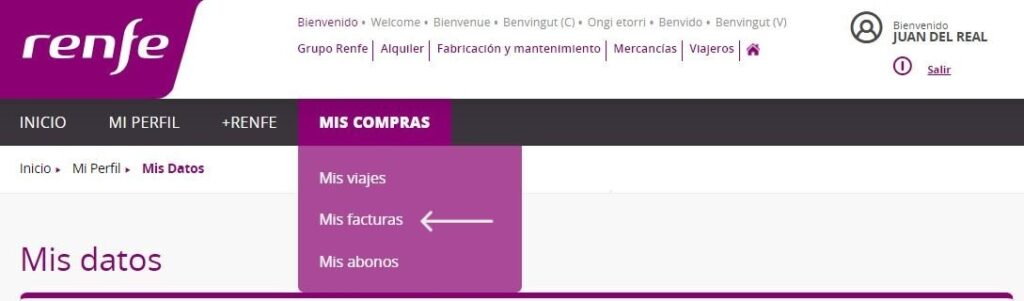 Mi factura en Renfe 