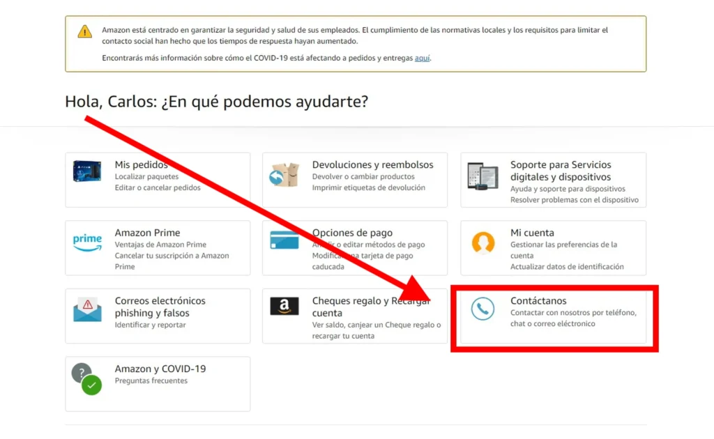 Contacto Amazon España
