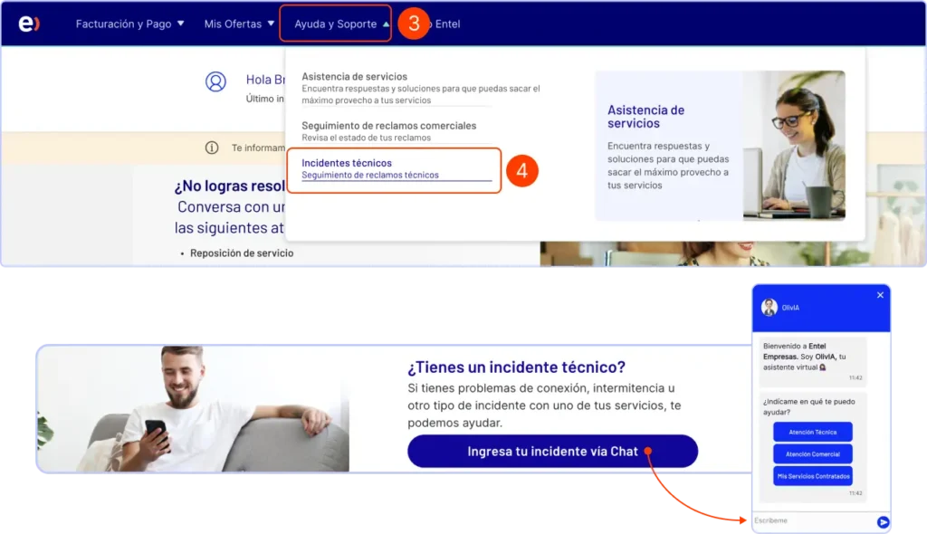 Dentro de la plataforma Entel
