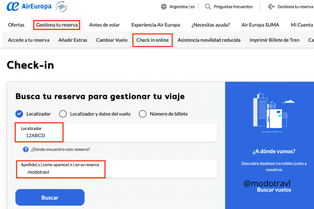 Check-in Air Europa