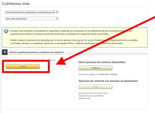 Correo electrónico Amazon México 