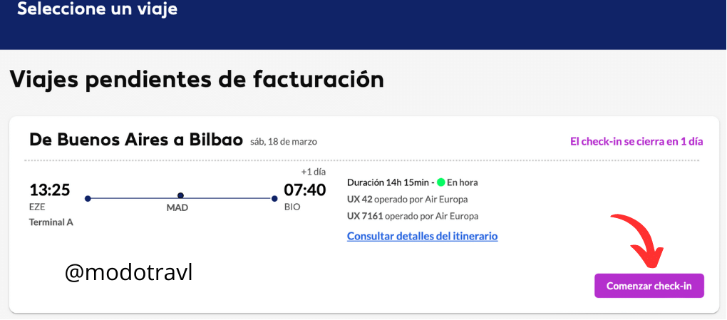 Selecciona un viaje Air Europa