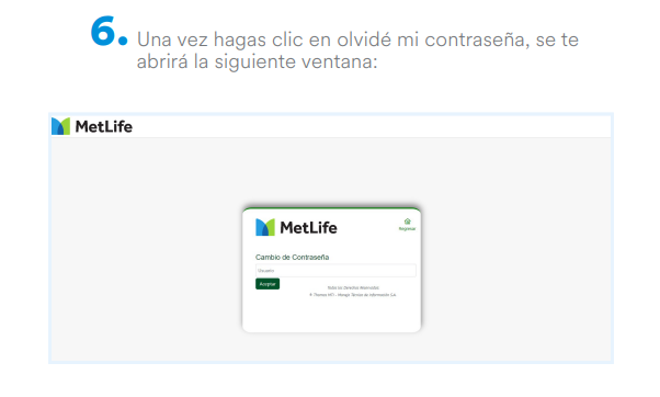 Una vez hagas clic en olvidé mi contraseña, se te
abrirá la siguiente ventana: