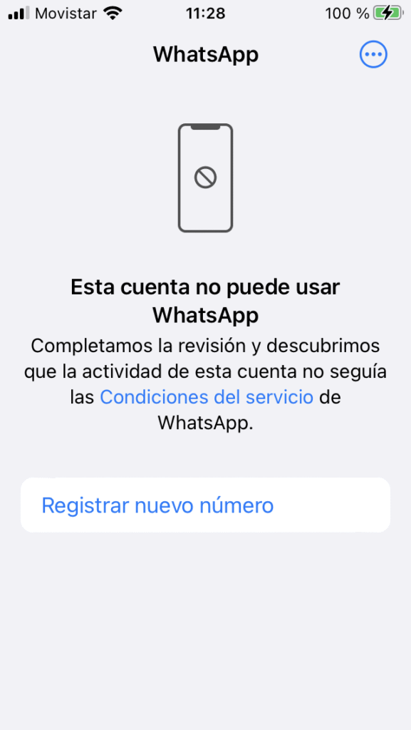 mensaje de cuenta suspendida en WhatsApp