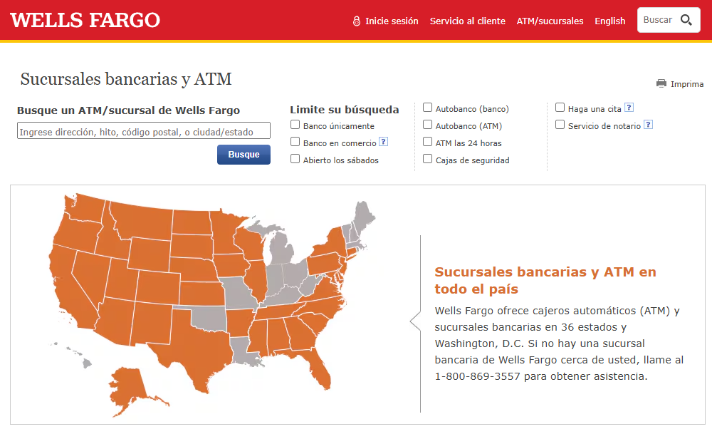 Sucursales bancarias y ATM