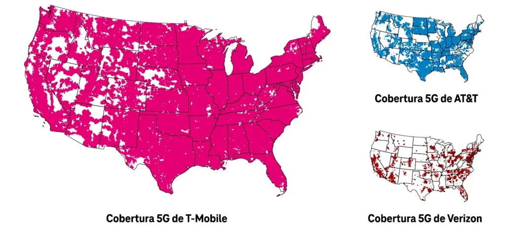 Mapa de cobertura nacional de T-Mobile 2024 - 2025 