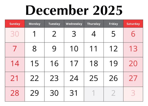 calendario diciembre 2025 con estaciones, primer día invierno 2025