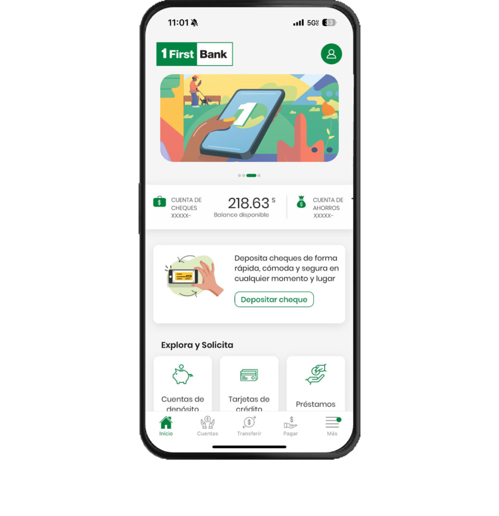 Accede a Tu Banca Digital y
presiona Depositar cheque.
