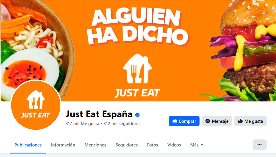perfil de facebook en Just Eat