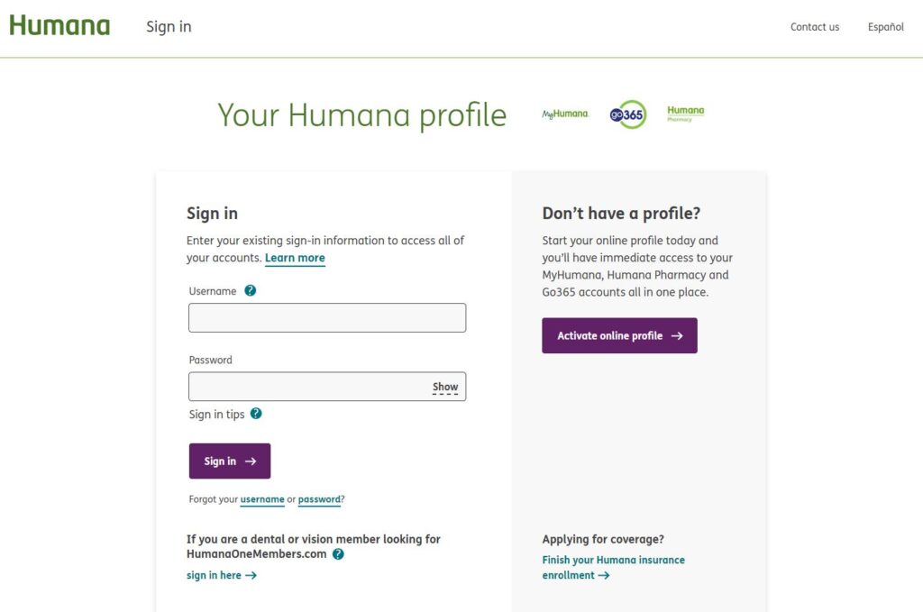 MyHumana login page