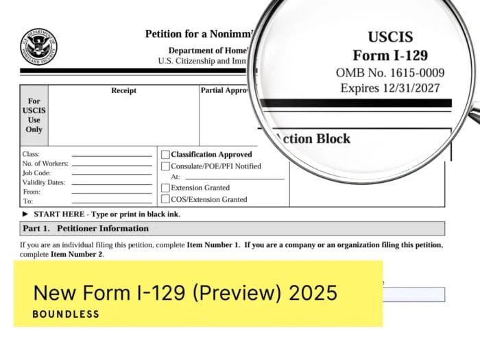 form I-129 sample USCIS