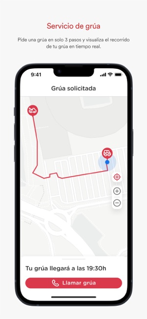 app Línea Directa asistencia grúa pantalla móvil