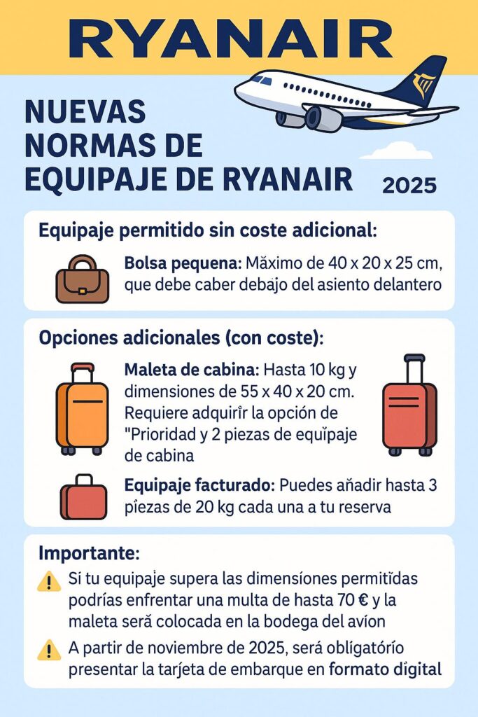 Política de equipaje y tarifas Ryanair en 2025