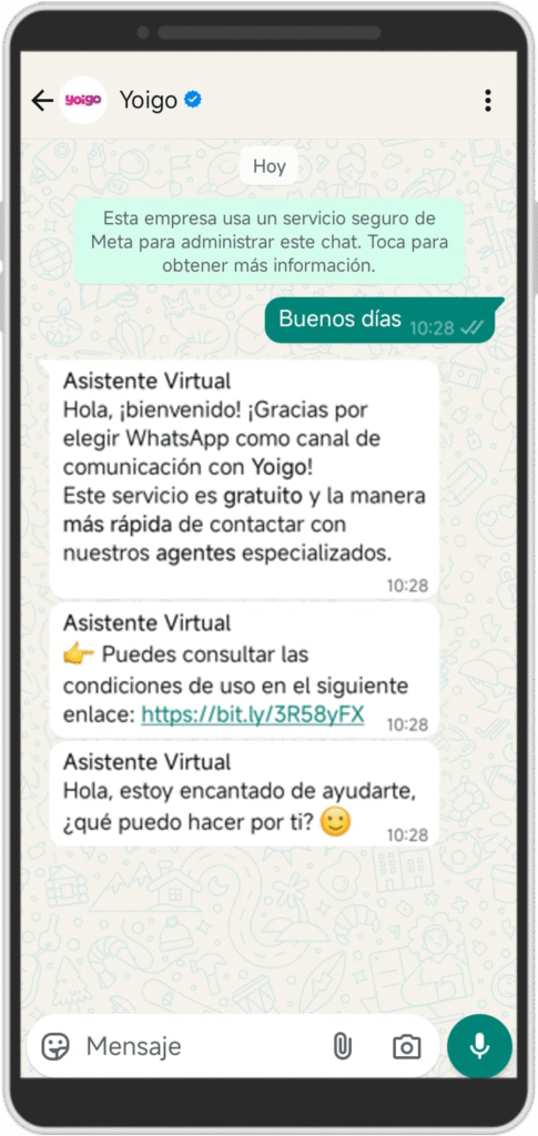 WhatsApp Yoigo atención al cliente