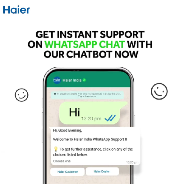 WhatsApp y chat en línea de Haier