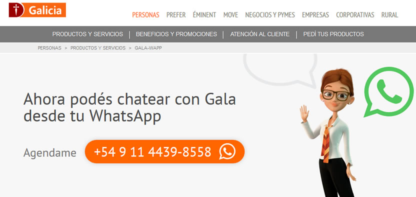WhatsApp, Email y Otros Canales de Atención Banco Galicia