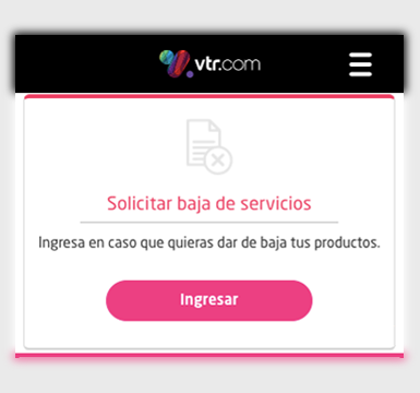 Luego dale clic al botón INGRESAR de la sección “Solicitar baja de servicios”.