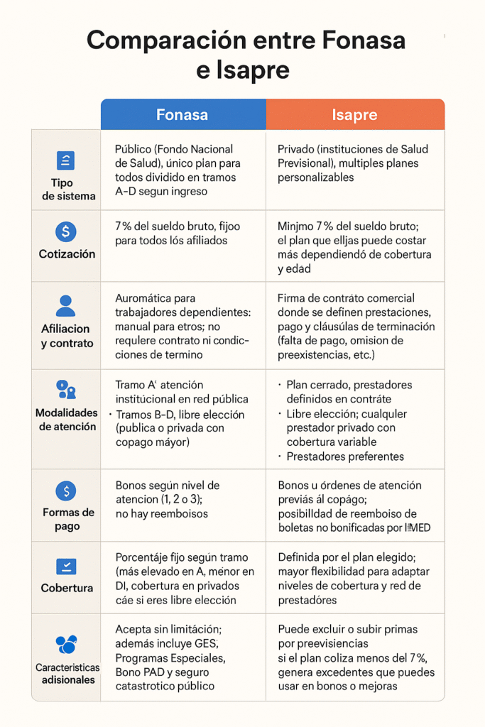 Opiniones y Comparativa Fonasa vs Isapres 2025