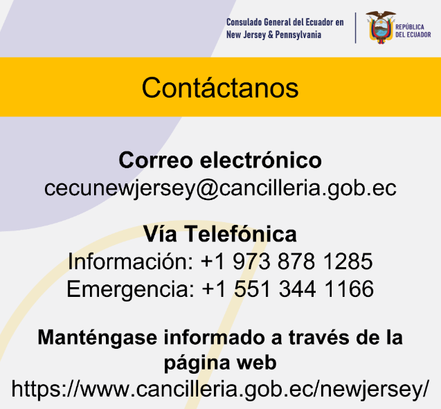 Consulado de Ecuador Newark dirección