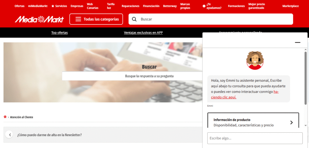 MediaMarkt contacto chat web