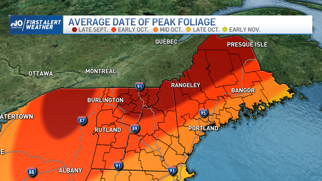 New England fall foliage 2025 map