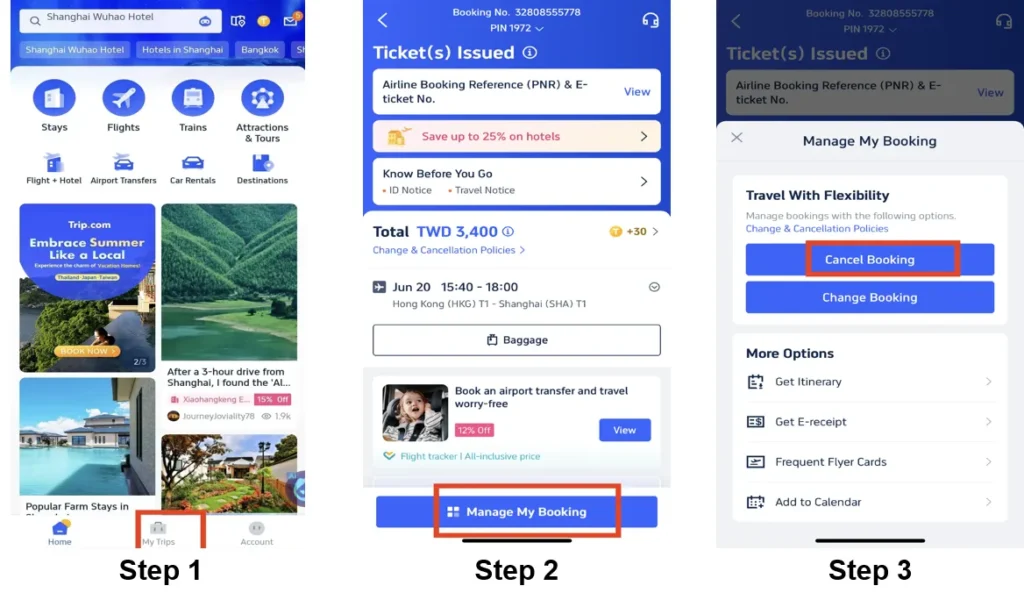 How to change flight on Trip.com