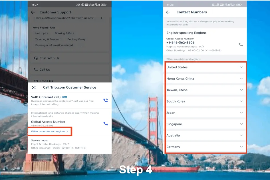 Encuentra el número de teléfono de Trip.com para otros países y regiones