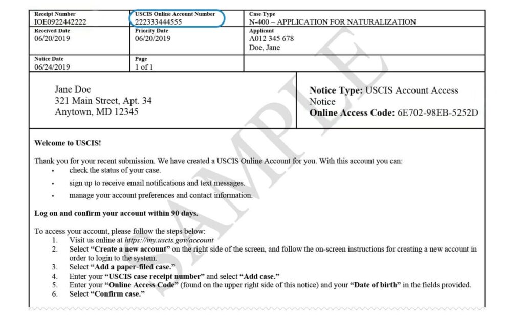 USCIS online account N-400