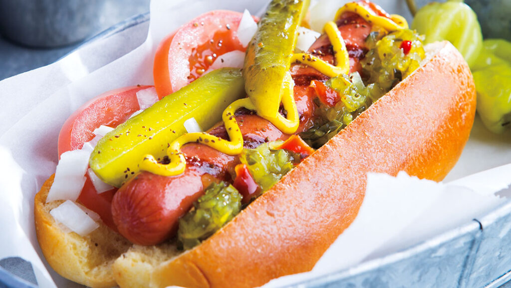 Chicago style hot dog ingredients