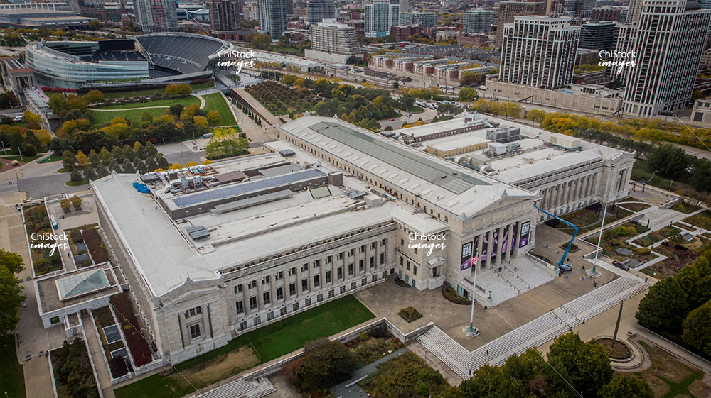 Chicago Museum Campus drone view