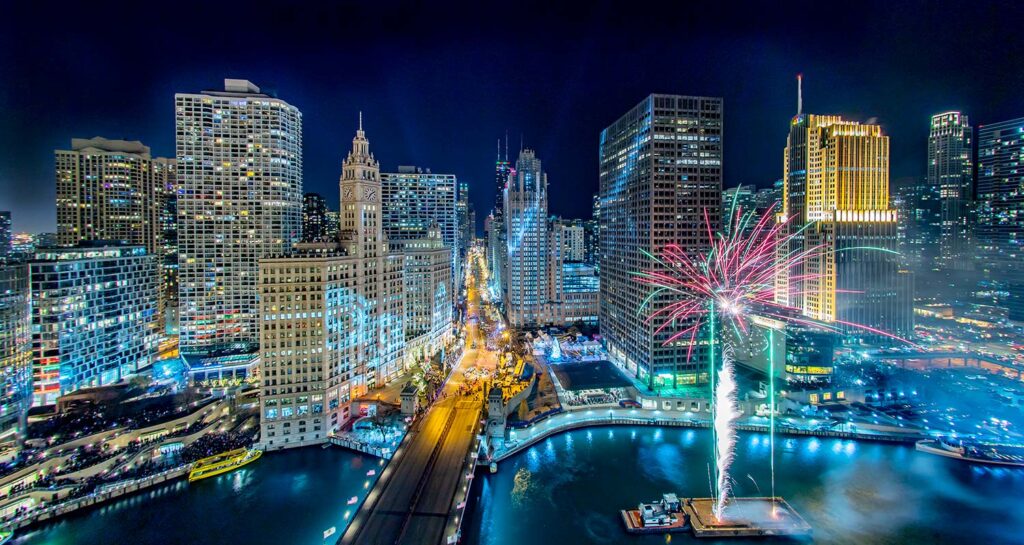 Magnificent Mile Chicago night lights