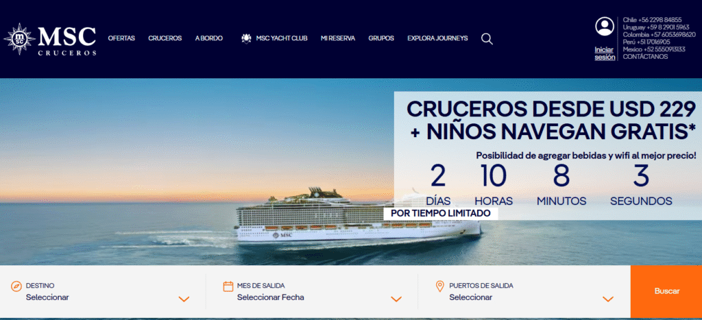 Mi Reserva MSC interfaz web