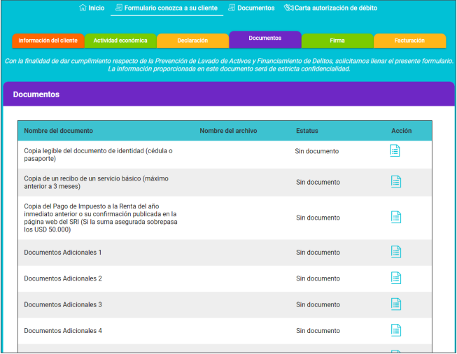 Documentación requerida y tiempos de respuesta